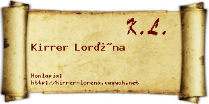Kirrer Loréna névjegykártya